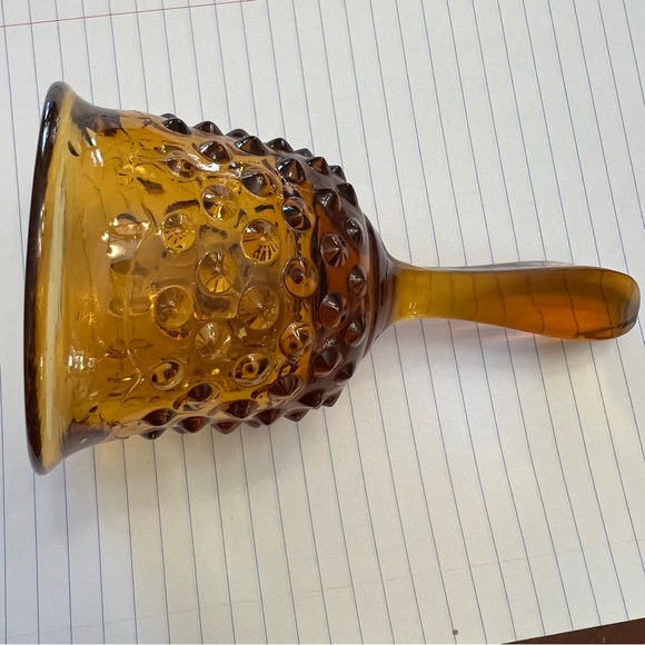 Antique - Amber Glass Bell, orange gold brown dinner bell, decorative bell - Picture 10 of 13